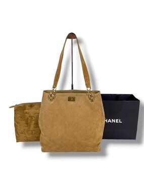 Chanel Wild Stitch Mini Tote Shoulder Chain with Beige Suede Leather Pouch